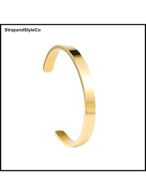 Stainless Steel Open Bangle Cuff Bracelet Adjustable Wristband